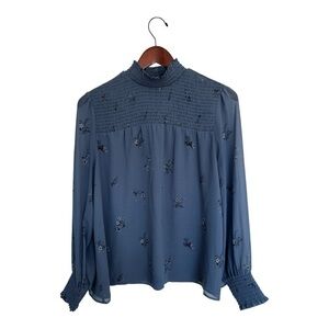 Reitmans Blue Floral Smocked Women's Top size medium